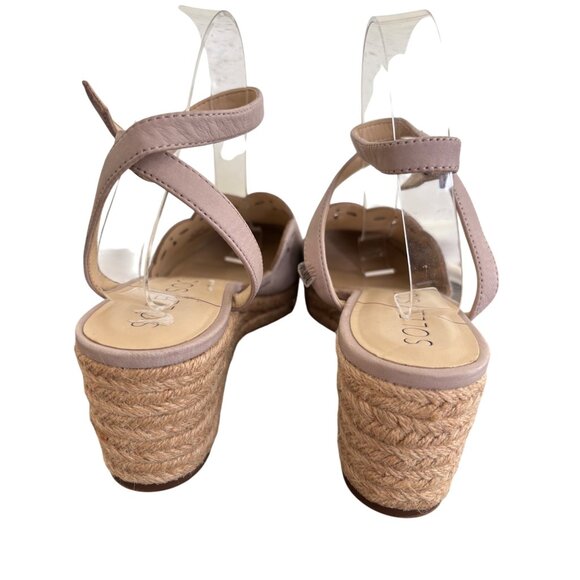 Sole Society Calysa Mauve Espadrille Wedge Sandals Laser-Cut Detail Womens 9.5 - Picture 6 of 13